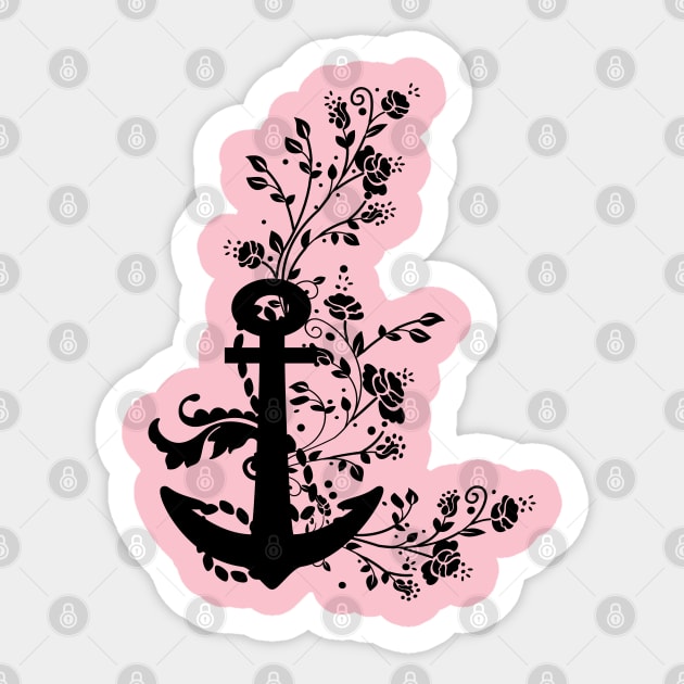 Anchor flowers vintage Sticker by CindyS